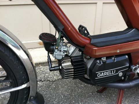 1981 Garelli Rally Sport - The engine casing on this moped clearly shows the Garelli brand name.
