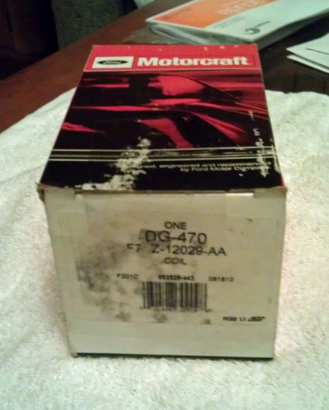 1990 Ford Bronco - A Motorcraft ignition coil box is shown with visible part numbers and a barcode.