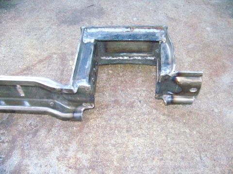1985 Ford Bronco - This image shows a modified frame section, likely for an off-road vehicle modification, with visible welds and brackets.