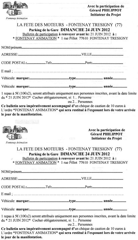 1991 Ford LTD Crown Victoria - blank participation/registration form for a motor-event gathering; not a vehicle technical document.