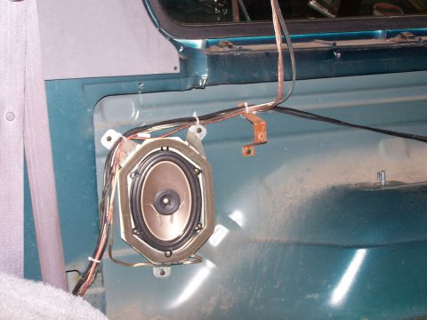1995 Ford Bronco - Interior door panel speaker and wiring in a 1995 Ford Bronco.