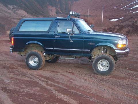 1995 Ford Bronco - This lifted 1995 Ford Bronco is ready for off-road adventures with its substantial suspension and tires.