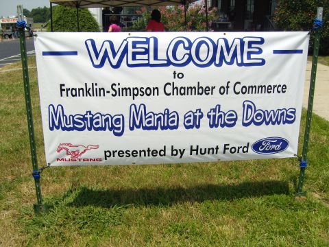 2007 Ford Mustang - Photograph of a welcome banner for the Mustang Mania at the Downs car event.