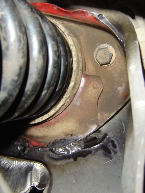1987 Lincoln Mark VII - Detail of a welded suspension part, possibly from a vehicle repair.