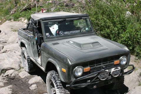 1991 Ford Bronco - This Ford Bronco is equipped for off-road adventures with its lifted suspension and protective bumper.