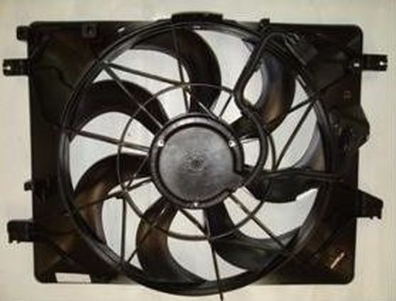 Radiator fan assembly with black housing and blades
