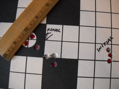 2012 Ford Mustang - A target displays bullet impacts and a ruler, indicating shooting accuracy tests.