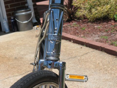1994 Ford Bronco - Close-up of a vintage bicycle's front fork, a prominent J.C. Higgins emblem.