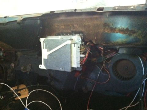 1968 Ford Ranchero - EEC mocked up. I made a mounting plate and welded it to the cowl. My car doesn't have A/C, and this mounting point may not have worked if i…