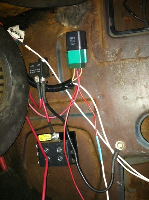1968 Ford Ranchero - Here is the supplemental fuse box and fuel pump relay (the green thing). This is just a mock up. The fuse box is powered directly by the ba…