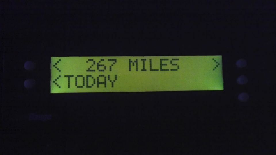 Digital odometer display showing 267 miles today