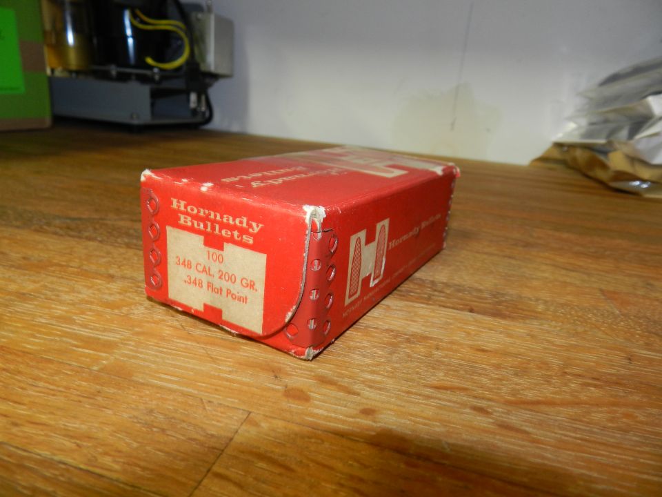 Box of Hornady Bullets, 100 count, 348 CAL 200 GR, .348 Flat Point