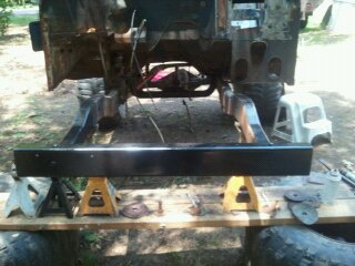 1978 Ford Bronco - The chassis of a 1978 Ford Bronco is shown undergoing restoration work.