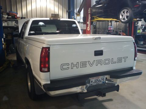 1997 Chevrolet Silverado 1500 - New tail lights. Ugh, need to remove that horrid looking hitch. And dented bumper. And tailgate decal.