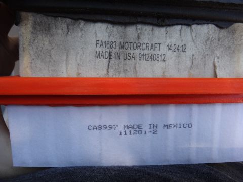 2003 Ford Taurus - Two air filters are shown, one Motorcraft FA1683 made in USA and another CA8997 made in Mexico.