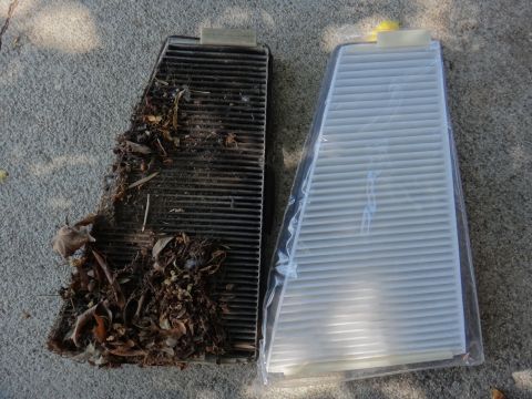 2003 Ford Taurus - A comparison of a clogged cabin air filter and a new replacement filter.