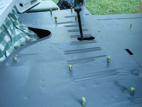 1988 Ford E350 - The floor of a vehicle interior, possibly undergoing restoration or repair.