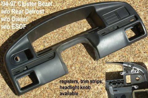 1983 Ford Bronco - Instrument Cluster Bezel (F4TZ15044D70A) from '94 F150 Shipping size: 28x13x5" 3.1 lbs '92-93 no cutouts F2TZ-15044D70-A '94-97 diesel…