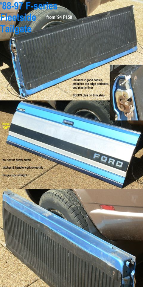 1983 Ford Bronco - SOLD Tailgate from '94 F150 XLT IF THE IMAGE IS TOO SMALL, click it. Includes aftermarket stainless top guard, and over-the-rail bedliner c…