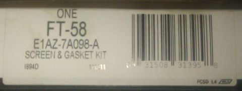 1991 Mercury Grand Marquis - Part box for a screen and gasket kit, labeled FT-58 and E1AZ-7A098-A.