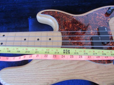 1968 Ford Mustang - Bass guitar body and neck shown with measuring tapes for scale.