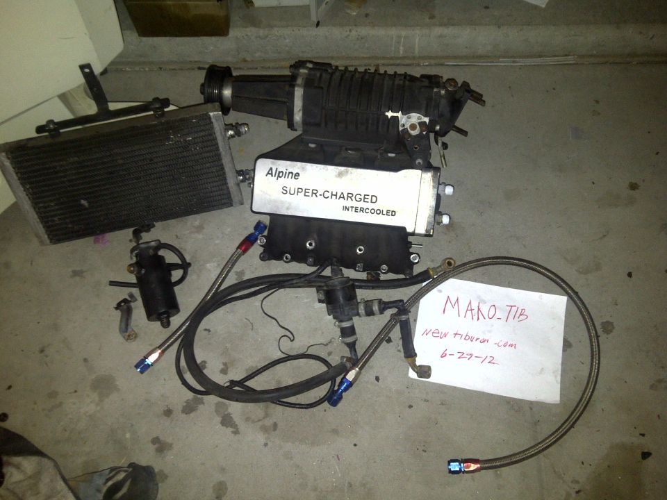 Alpine supercharger and intercooler with hoses and oil cooler