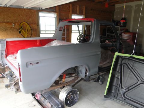 1978 Ford Bronco - This 1978 Ford Bronco is being prepped for paint in a workshop.