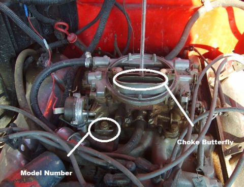 1979 Ford Bronco - Carburetor detail with labeled components, likely from an older vehicle.