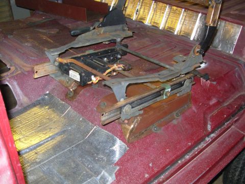1983 Ford Bronco - After a lot of careful measuring, drilling, bending, & welding, it's a perfect fit, and positioned so it can mimic the stock chair's stance…