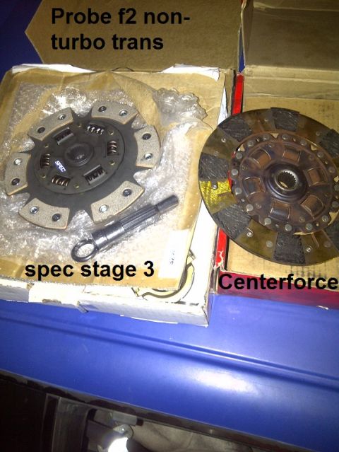 1995 Ford Probe - Two automotive clutch assemblies are shown, one labeled 'SPEC stage 3' and the other 'Centerforce'.