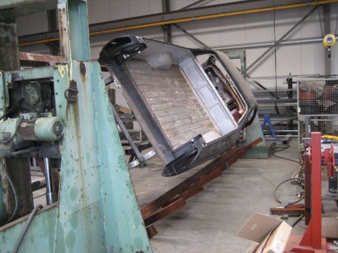 1973 Ford Ranchero - 1973 Ford Ranchero body shell is being worked on in a workshop.