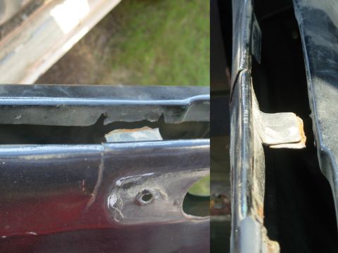 1983 Ford Bronco - Cracks propagating from the vent window tab are probably due to the upper mount for a breakaway mirror putting too much stress on the door…