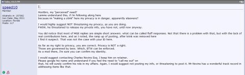 2000 Ford Crown Victoria - A forum post discusses privacy concerns and legal advice, with user details on the left.