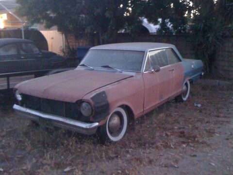 1968 Ford Mustang - This car appears to be a Chevrolet Nova, not a 1968 Ford Mustang. It is in rough condition.