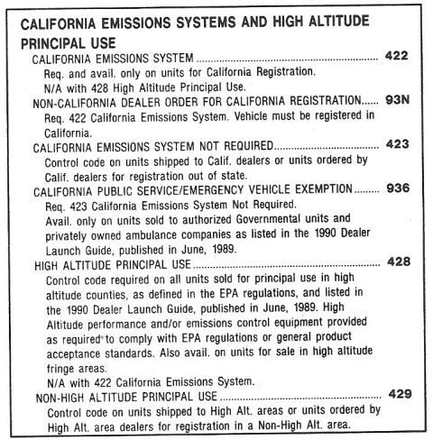 1990 Ford Bronco - This document details California emissions systems and principal use regulations for vehicles.