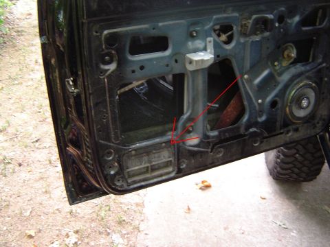 1989 Ford Ranger - Interior view of a car door, revealing the internal components and structure.