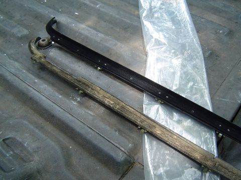 1989 Ford Ranger - A used door seal is shown next to a new replacement part, likely for a truck.