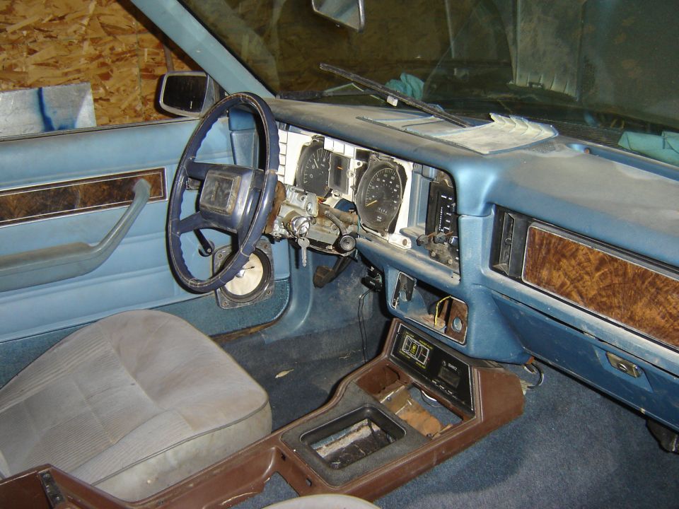 Interior of a 1982 Mercury Zephyr showing dashboard and seats