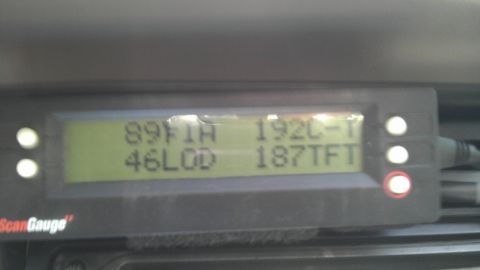 2000 Mercury Grand Marquis - ScanGauge display shows diagnostic codes and readings.