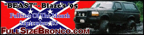 1995 Ford Bronco - This 1995 Ford Bronco is shown in a muddy environment, with text indicating it is 'Full Size Of The Month'.