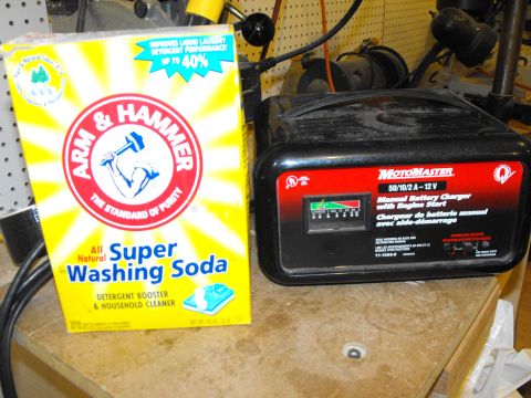 1986 Ford Bronco - Between the soda ash and the battery charger, you're pretty much set. The ratio is a tablespoon per gallon of water.