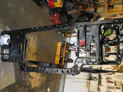 1986 Ford Bronco - Here's the support hanging like a poached deer on my engine hook. Dried, selectively sanded and in paint asap after the pressure wash.