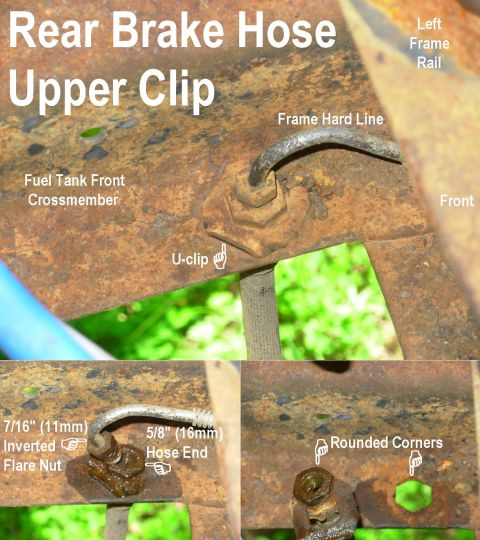 1983 Ford Bronco - The rear hose upper clip is a simple U. First clean the area & apply penetrating oil to the fitting. Use the proper flare-nut wrench to pre…