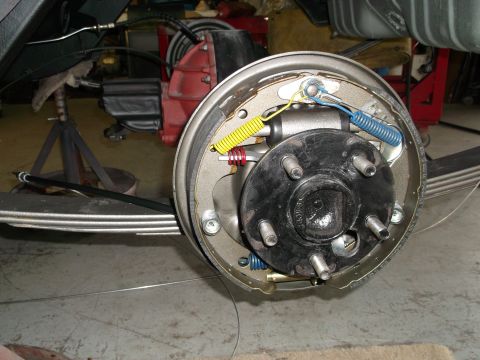1967 Mercury Cyclone - The rear brake assembly shows the drum, shoes, springs, and wheel cylinder.