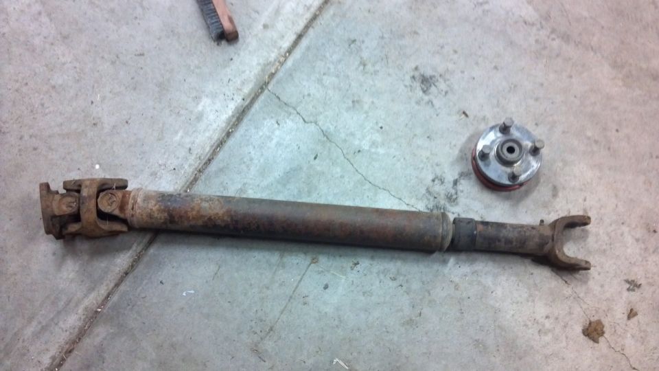 Driveshaft and hub assembly on concrete floor
