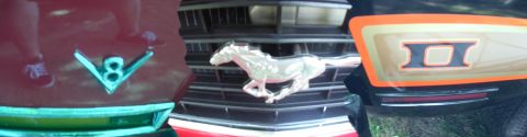 1978 Ford Mustang II - The iconic running horse emblem is centered on the grille of this 1978 Ford Mustang II.
