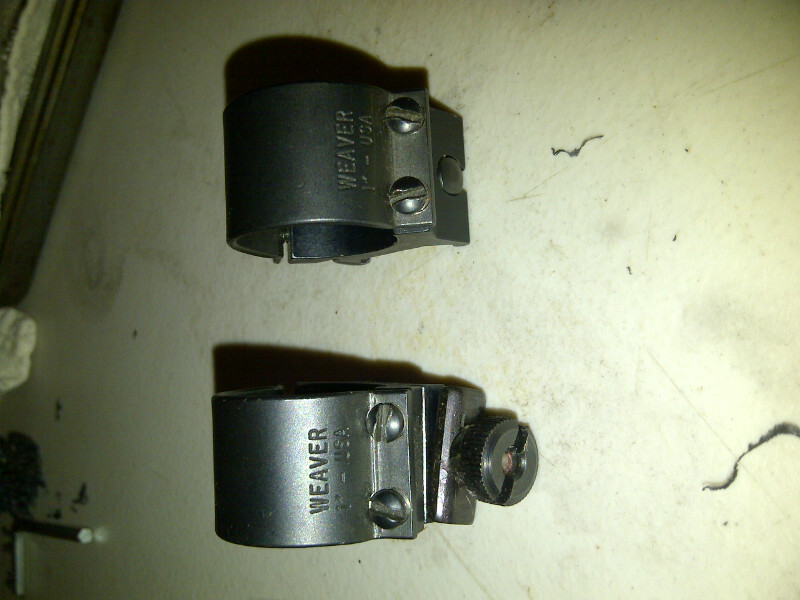 Two Weaver scope mounts, one above the other. Both have "WEAVER" and "USA" stamped on them