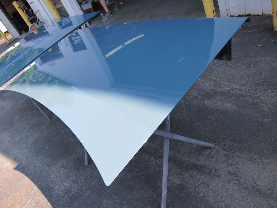 Blue hood on stand