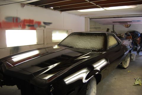 1975 Ford Ranchero - This 1975 Ford Ranchero is being prepped for paint in a garage.