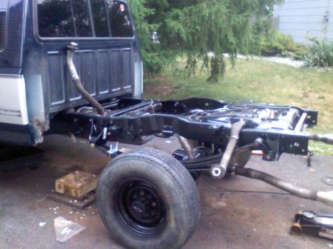 1993 Ford F-150 - all weight on the axle, needs a few more inches but will correct that after front is done
